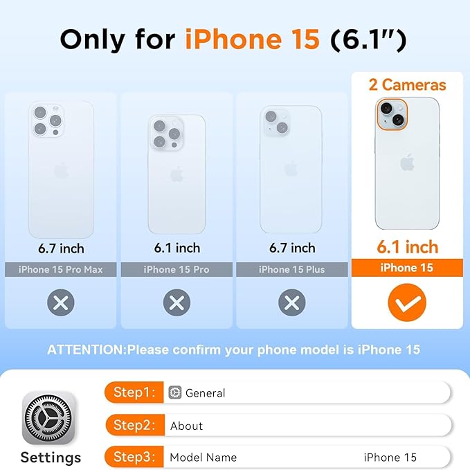 WIFORT for iPhone 15 Waterproof Case, [IP68 Underwater Dustproof][Built-in Screen][15FT Military Shockproof], 360 Full Body Sealed Protection Cover Magnetic Frosted Phone Case, 6.1" Black