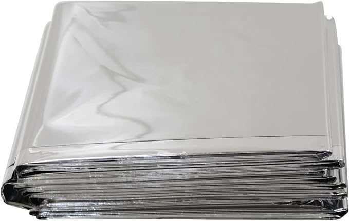 Kemp USA Emergency Mylar Blanket Lightweight Thermal Reflective Survival Blanket First Aid Disaster Preparedness Camping Vehicle Bug Out Bag Emergency Supply Gear (100)