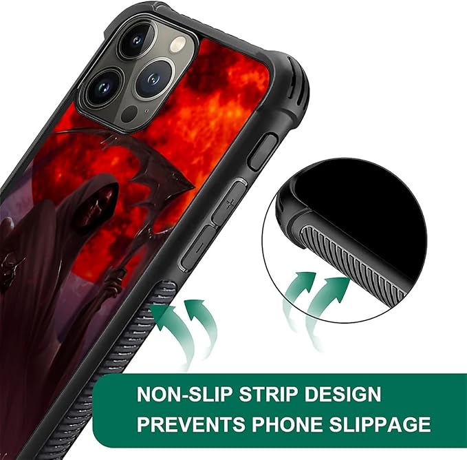 for iPhone 16 Pro Case, Death by The Red Moon Pattern Graphic Design Girl Boy Soft Silicone Hard Acrylic Shock Protection for iPhone 16 Pro