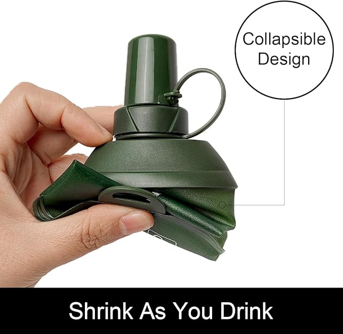 WILDREEDS 500ml Soft Flask, TPU Collapsible Soft Water Bottle for Hydration Pack, Running Vest, Folding Water Bottle for Hiking Cycling Climbing-2Pcs, Green