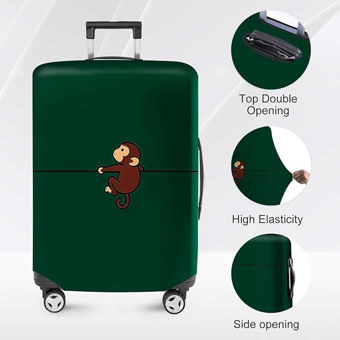 ANNA QUEEN Cute Monkey Travel Luggage Cover-Cartoon Stretchable Airplane Suitcase Protector Sleeve,Universal Washable Fit for 28-30 Inch Checked Baggage,Water Resistant Durable Luggage Protector, L