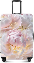 ANNA QUEEN Pink Peony Flower Luggage Cover,Stretchable Suitcase Protector Sleeve,Fit for 28-30 Inch Checked Baggage,Water Resistant & Durable Luggage Protector