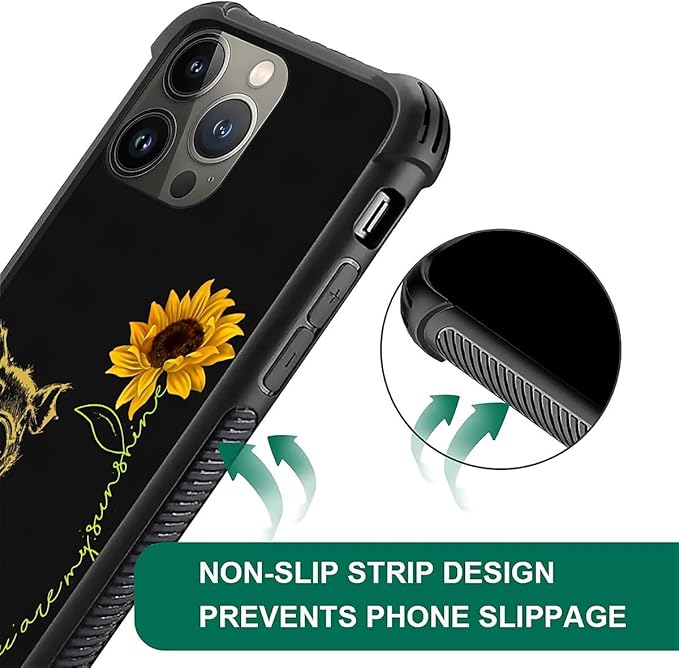 for iPhone 13 Pro Max Case, Pig Sunflower Yellow Sunshine Pattern Graphic Design Girl Boy Soft Silicone Hard Acrylic Shock Protection for iPhone 13 Pro Max