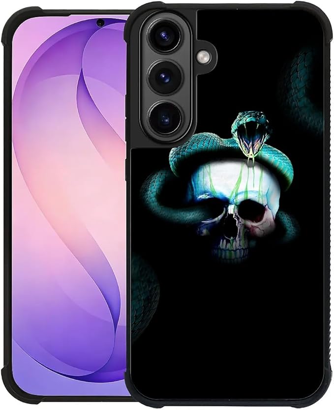for Samsung Galaxy S26 Plus Case,Graphic Design for Girl Boy Soft Silicone Hard Acrylic Shock Protection Designed for Samsung Galaxy S26 Plus Skeleton Winding Snake Pattern