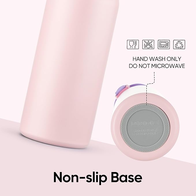 Fijinhom 24 oz Insulated Water Bottle with 2-in-1 Straw and Spout Lid, Stainless Steel Double Wall Vacuum Flask, Sports Water Bottle Keeps Cold 24H, Leak Proof for Gym, Outdoor, Travel (Pink)