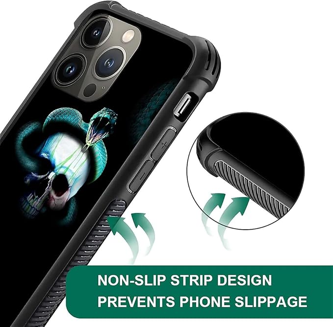 for iPhone 13 Pro Max Case, Skeleton Winding Snake Pattern Graphic Design Girl Boy Soft Silicone Hard Acrylic Shock Protection for iPhone 13 Pro Max