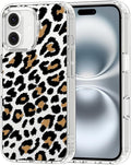 MOSNOVO Case for iPhone 16 Plus, [Buffertech 6.6ft Military-Grade Drop Protection] [Anti Peel Off Tech] Clear TPU Bumper Phone Case Cover Design - Leopard Print