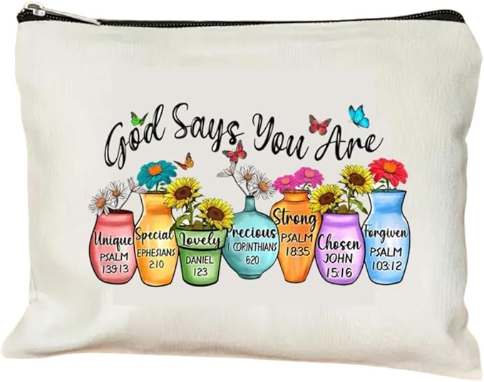 God Says You Are - Cosmetic Bag Makeup Bags Cute Travel Bag For Women, Travel Essential Lightweight Makeup Organizer, Versatile Coin Purse (F0074)
