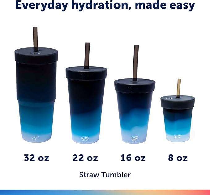 Silipint: 32oz Silicone STRAW TUMBLER, Unbreakable, Non-Toxic, Dishwasher Safe - Moon Beam Pack of 1