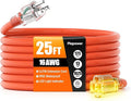 25 FT Outdoor Extension Cord Waterproof, 16/3 Gauge Heavy Duty 3 Prong Power Cord with Lighted Indicator End, 13A 125V 1625W SJTW, ETL Listed, Great for Lawn/Garden/Home(Orange)
