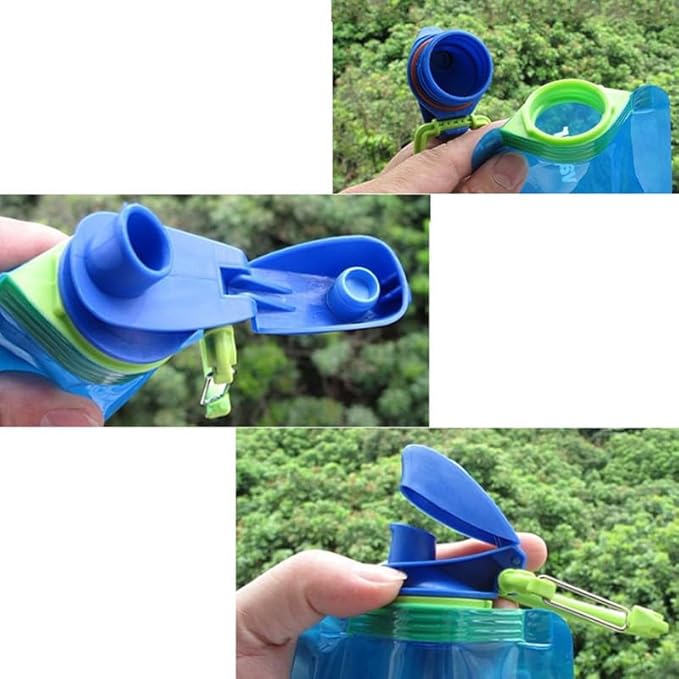 4 Pack Collapsible Water Bottles for Travel – 24oz Foldable Water Bottle with Leakproof Lid, Food-Grade Silicone Portable Reusable BPA-Free Water Bottle for Hiking,Sports,Camping,Biking