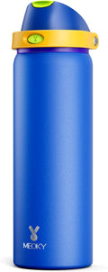 32 oz Insulated Water Bottle for Men: Meoky Stainless Steel Water Bottle with 2-in-1 Straw and Spout Lid - Leak Proof, Cold for 24 Hours, Protective Silicone Base, BPA-Free for Sports Gym, Sapphire