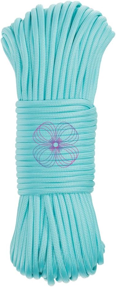 Craft County Glow in The Dark Zesty 21 Strand Luminous 550 Paracord – for DIY Bracelets, Lanyards, and Jewelry (Cyan, 10 Feet)