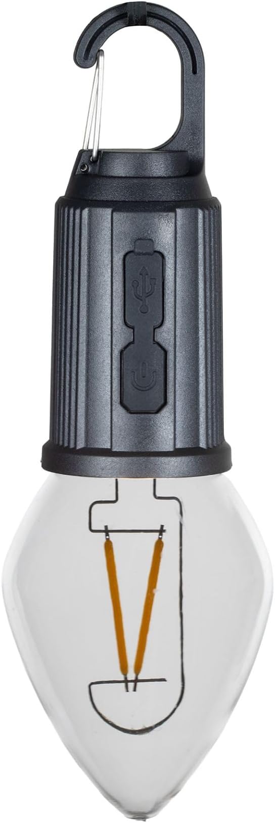 2-Pack Rechargeable Camp Light, Warm White LED Teardrop Bulb, Battery Powered with USB-C, Shatterproof Globe on Carabiner, 3 Brightness Levels