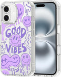 MOSNOVO Case for iPhone 16 Plus, [Buffertech 6.6ft Military-Grade Drop Protection] [Anti Peel Off Tech] Clear TPU Bumper Phone Case Cover Design - Good Vibes