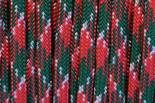 BORED? PARACORD! 550 lb Paracord – Ideal for Crafting, DIY Projects, Camping, Military & Active Outdoors – 300+ Colors – Tactical Parachute Cord Type III – Strong - Holly Jolly 100 Feet