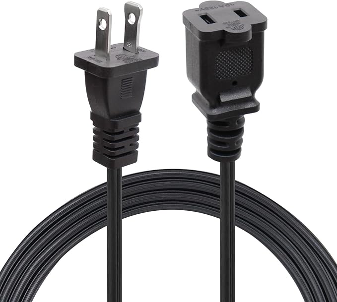5ft Extension Cord,2 Prong Small and Thin Extension Cords,Male/Female for NEMA 1-15P to NEMA 1-15R Short Extension Cord Indoor (1, Black 5ft)