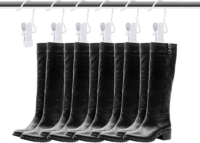Hotop 36 Pieces Boot Hanger Clips for Closet, Laundry Hanging Hooks Heavy Duty Clips Boot Holder Portable Single Hooks Space Saving for Pants Jeans Clothes Hats Tall Towels (White)