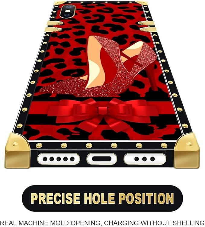 Compatible with iPhone Xs Max Case, Elegant High Heels Luxury Golden Decoration for Girl Women Soft TPU Shockproof Protective Hard PC Back for iPhone Xs Max