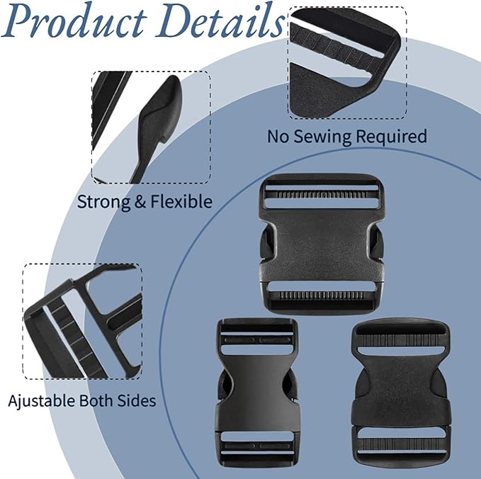 4 Pack 1.5 Inch Buckle Quick Side Release, Heavy Duty Plastic Side Release Buckles for Backpacks, Pet Collars, Paracord Crafts, Luggage & Outdoor Gear