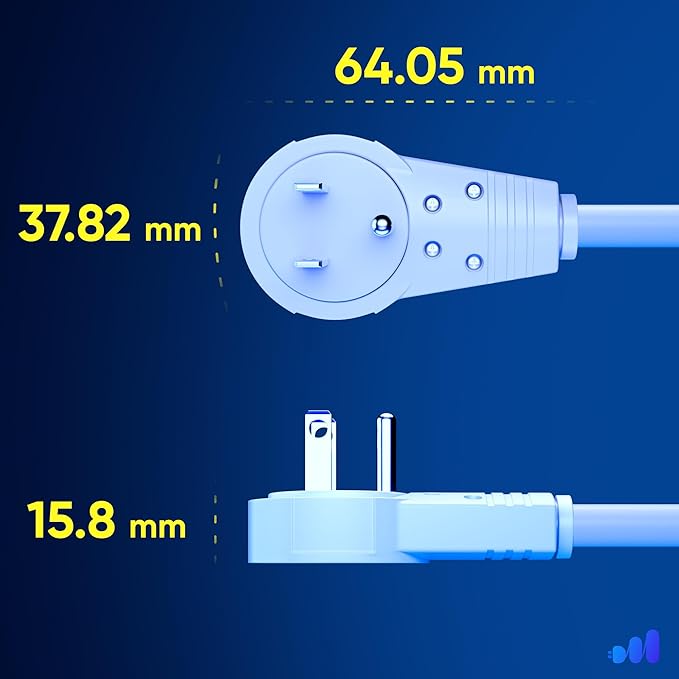 Maximm Extension Cord 35 Foot White Flat Plug, 360° Rotating Power Cord Single Outlet, Indoor 16 Gauge 3 Prong Grounded Wire UL Certified (35Ft White)