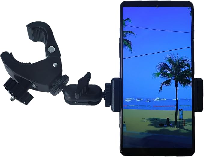 Phone Holder with Clamp for Golf Cart Universal Phone Mount Holder for Bicycle, Wheelchair, Stroller Mic Stand Phone Holder