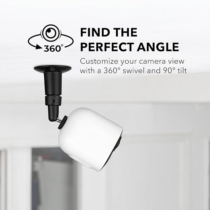 Wasserstein Adjustable Metal Wall Mount for Arlo Essential 1st/2nd/3rd Gen/Go 2/Arlo Pro/3/4/Pro 5S 2K/Pro (6th Gen)/Ultra/Ultra 2/Ultra (3rd Gen) & Ring Stick Up Cam (Battery/Plug-In) (3-Pack, Black)