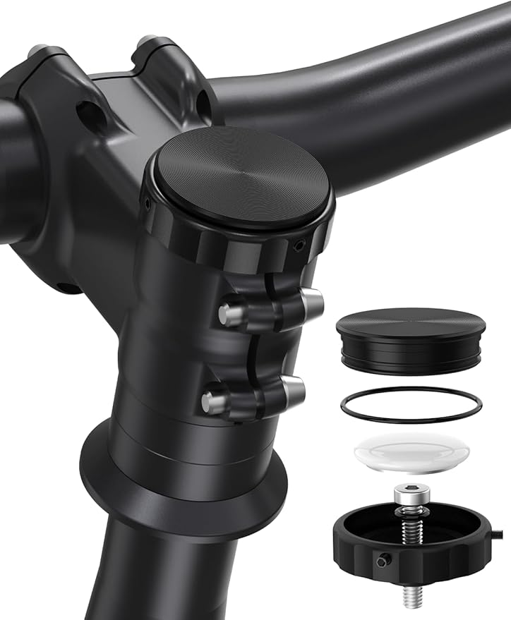 SUPMEGA Bike Mount for AirTag (Gen 1 & 2), Hidden Bicycle Stem Cap Mount for AirTag, Anti-Theft Bike GPS Tracker Accessory Waterproof Holder for Bicycles with Headset Cap Size of 1-1/8" & 1-1/4"