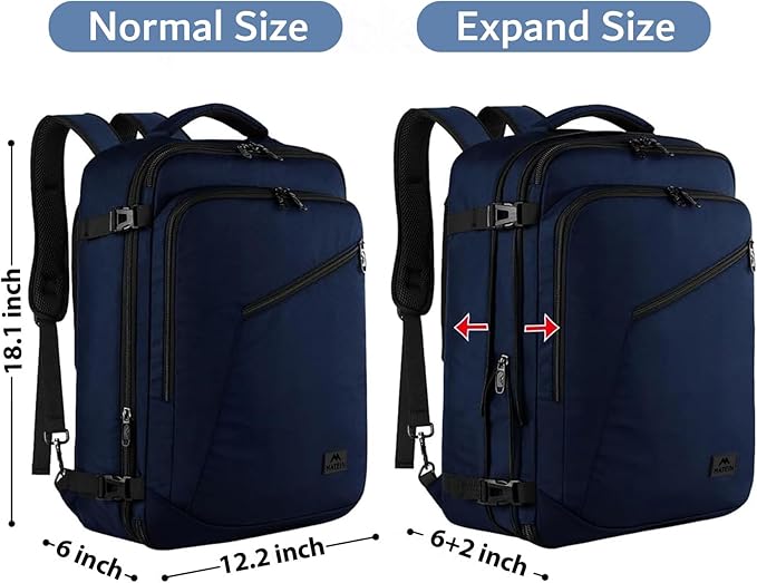 MATEIN Backpack for Travel, 27L Water Resistant Carry on Backpack Fits Overhead Bin, Convertible Work Daypack with 2 Handles, Hiking Daypack for Outdoor Sport,Travel Gifts for Men Women, Blue