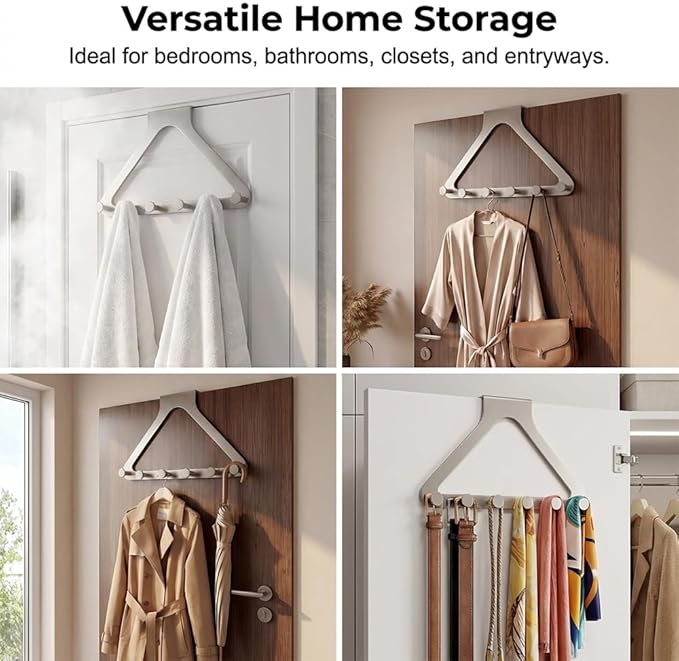 Over-The-Door Hanger Organizer, 2026 New Modern Over Door Hook, Heavy Duty Door Hanger for Home Office, Multi-Purpose Door Organizer for Family (White, 1pack)