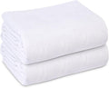 Linteum Textile Cotton Blended Hospital Patient Bath Blanket, Bed Bath Sheet, Twin Blanket Lightweight Sheet Blankets 70x90 in, 1.75 lb. White [2 Pack]