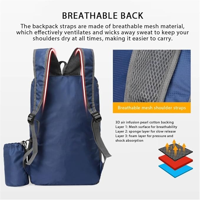Portable Foldable Backpack Folding Mountaineering Bag, Ultralight Outdoor Cycling Rucksack, Travel Hiking Knapsack (Green)