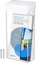 Remerry 1 Pcs Outdoor Brochure Holder 4 x 9 Inch Waterproof Wall Mount Literature Box with Lid Clear Acrylic for Pamphlet Map Menu Display (White)