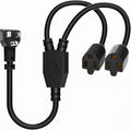 Elecan 3-Prong Y Splitter Power Extension Cord 1 FT, 90-Degree Angled Flat Plug 1 to 2 Way Outlet Space Saver, Heavy Duty Weatherproof SJTW, 16AWG 13A, 5-15P Cable Extender for Indoor Outdoor-UL