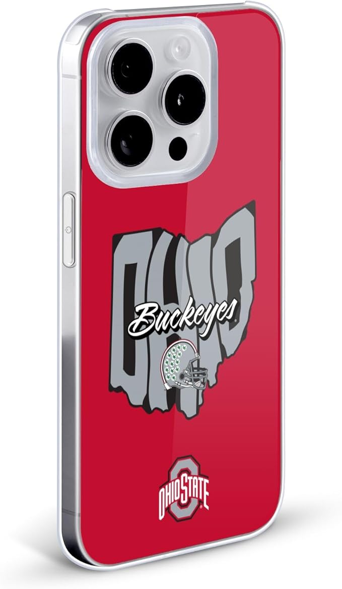 Head Case Designs Officially Licensed Ohio State University Map Football Graphics Hard Back Case Compatible with Apple iPhone 14 Pro