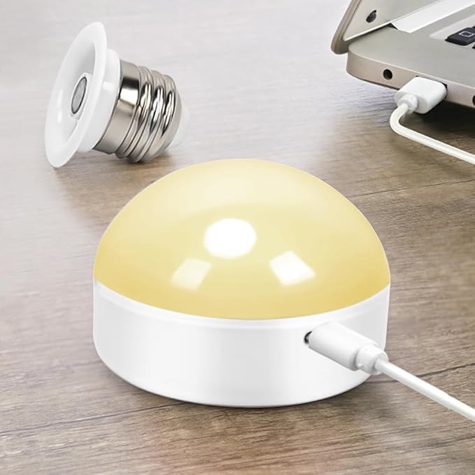 BLUEYE Rechargeable Light Bulbs,7W,350LM,40W Equivalent,Remote Control,E26 Detachable Charging,3 Color Temperatures,Battery Operated Puck Emergency Lamp,Timer,Dimmer,for Non-Hardwired,2Packs