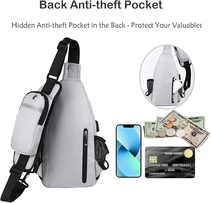 JENAGREEN Waterproof Sling Backpack Crossbody Sling Bag for Women Men, Multipurpose Travel Hiking Adjustable Chest Bag Casual Daypack