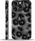 for iPhone 12/12Pro Case,HL2 Cute Cool Cherry Black Hybrid 2 Layer Hard Shell Silicone Protective Pattern Design Case