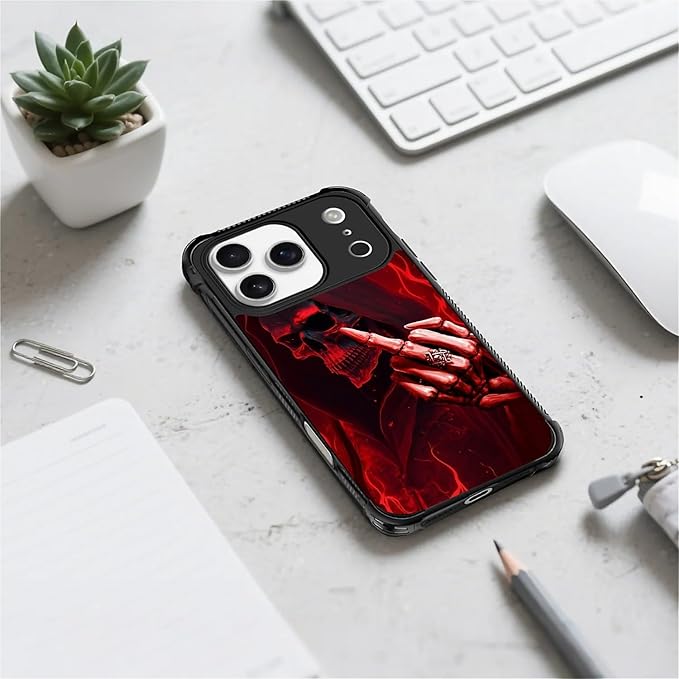 for iPhone 17 Pro Case,for MagSafe Graphic Design for Girl Boy Soft Silicone Hard Acrylic Shock Protection Designed for iPhone 17 Pro Gestures Funny Skull Pattern