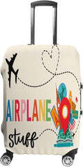 Airplane Travel Accessories Stretch Luggage Cover, Washable Suitcase Protector Fits 19-21in Cases, Secure Fit for Carry On Checked Bags, Travel Essentials