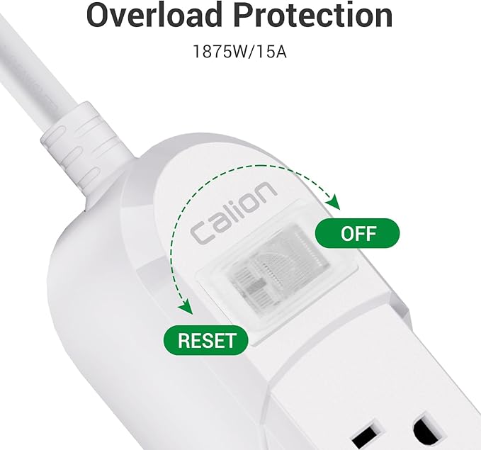 Outdoor Power Strip Weatherproof - IPX6 Waterproof 14.7ft Extension Cord 3 Widely Outlets Overload Protection Shockproof Flat Plug Wall Mountable for Outdoor Indoor ETL,White