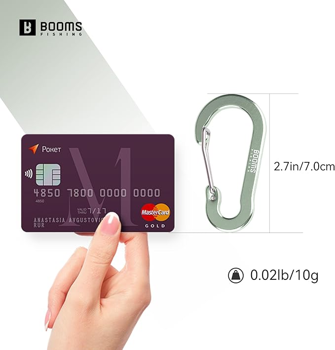 Booms Fishing CC5 Multi-Use Carabiner Clips, 10 Pack 2.7" Small Caribeener Clips, Mini Keychain Aluminum Caribeaner Clip