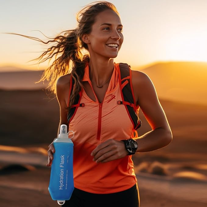 WILDREEDS 500ml Soft Flask, TPU Collapsible Soft Water Bottle for Hydration Pack, Running Vest, Folding Water Bottle for Hiking Cycling Climbing-2Pcs, Blue