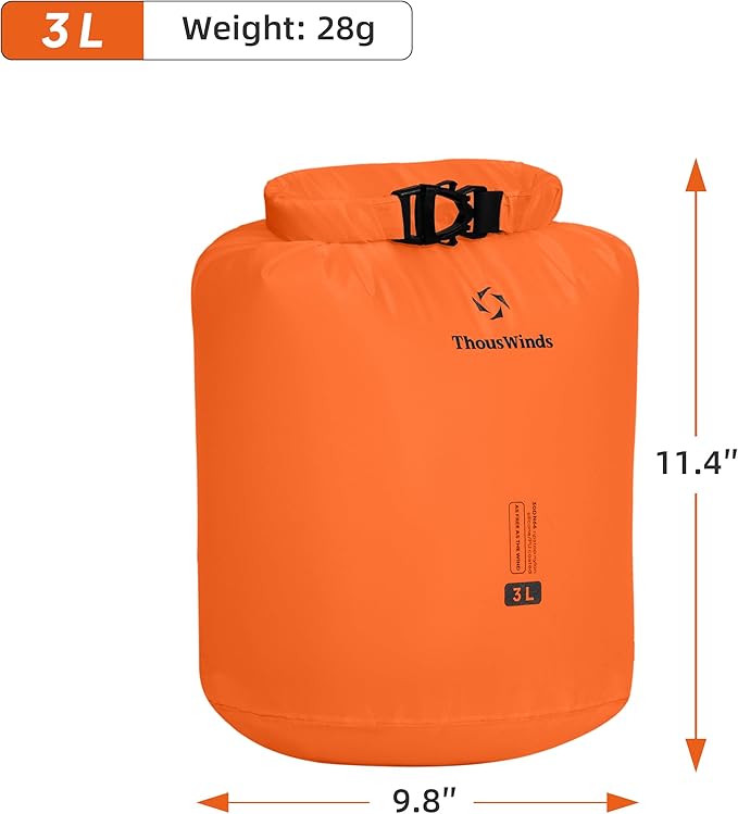 Thous Winds 3L Ultralight Dry Bag, Compact Roll Top Waterproof Pouch for Hiking, Swimming, and Kayaking