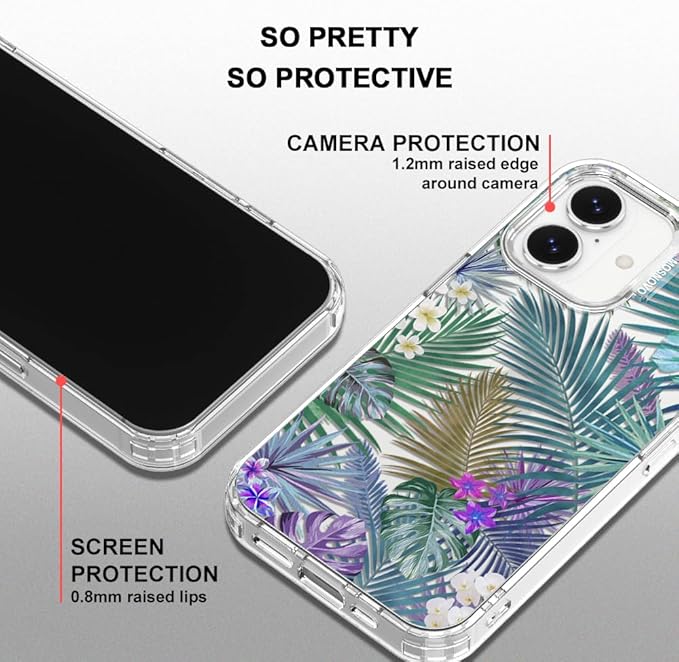 MOSNOVO for iPhone 17 Case | Military Grade 6.6ft Drop Tested | Camera Control | Clear with Tropical Rainforests Design