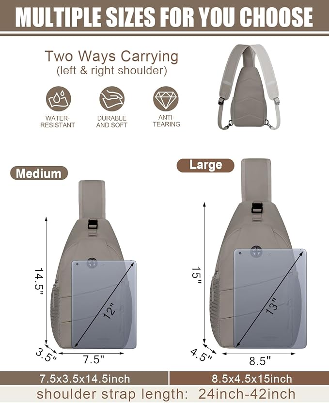 Pritent Crossbody Bags for Women Men Trendy Sling Bag Backpack Casual Chest Bag with Convertible Shoulder Strap