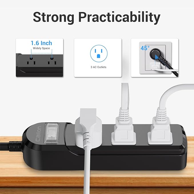 IPX6 Outdoor Power Strip Weatherproof,15 FT SJT16Awg Extension Cord 3 Wide Outlets 1875W Overload Protection, Waterproof Surge Protector for Office,Dorm Room,Patio,Christmas Lights