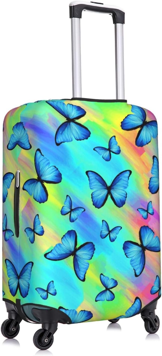 Butterfly Print Elastic Luggage Cover, Colorful Rainbow Suitcase Protector For Travel (Fits 18-21 Inch Luggage)