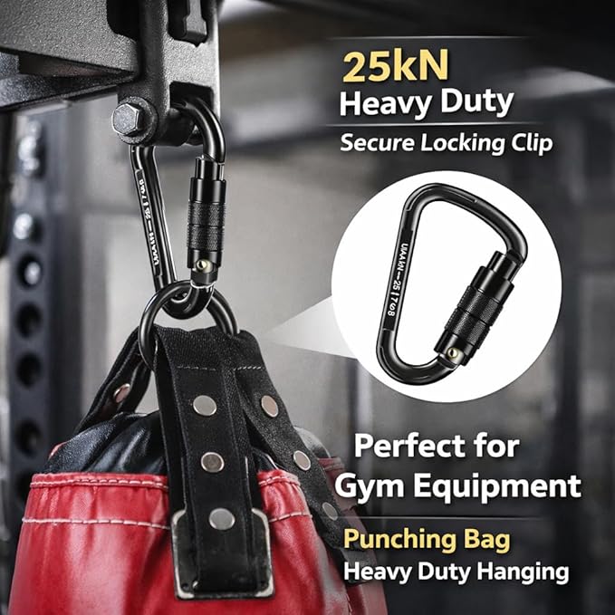 Auto Locking Carabiner Heavy Duty Carabiner 25kN UIAA Certified Climbing Carabiner Climbing Equipment Safety Carabiners for Rappelling, Hammocks, Rescue, Dog Leash, Swing
