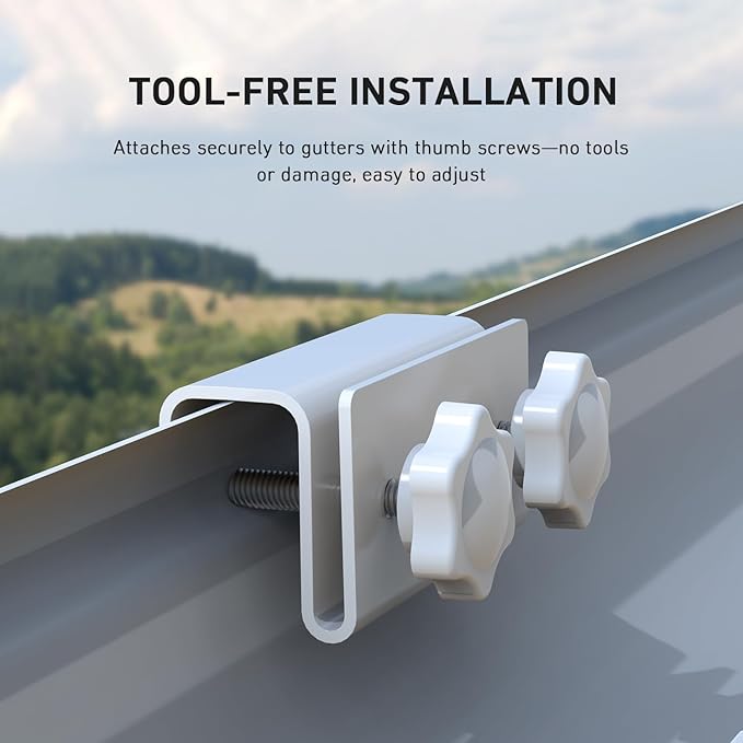 Holicfun Gutter Mount for Ring, Blink, Eufy, and Arlo Outdoor Security Cameras, No-Drill Installation, 360° Adjustable, Weather-Resistant, Black